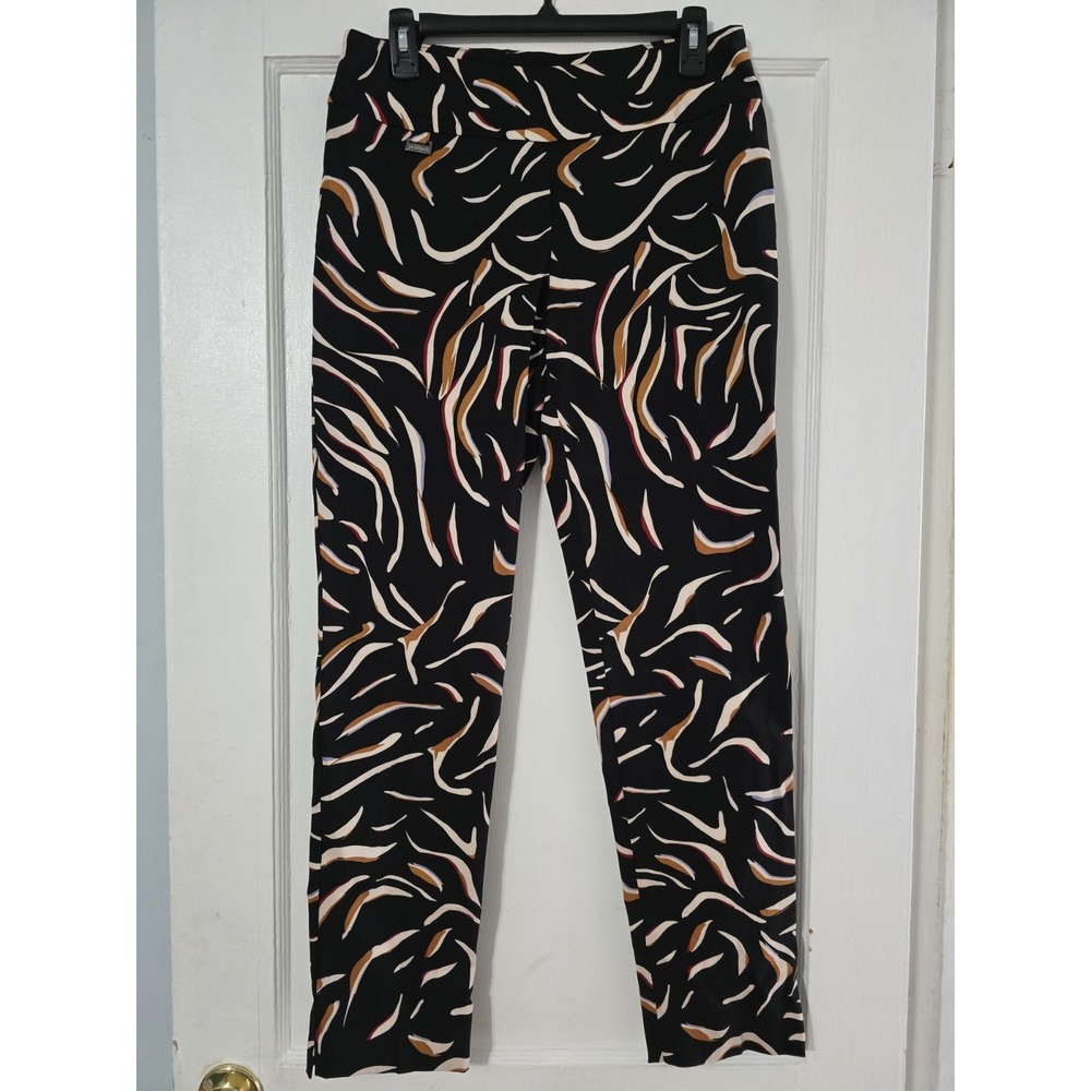 Peck & Peck Womans Size 8 Pants Multicolor Black Geometric Pattern
